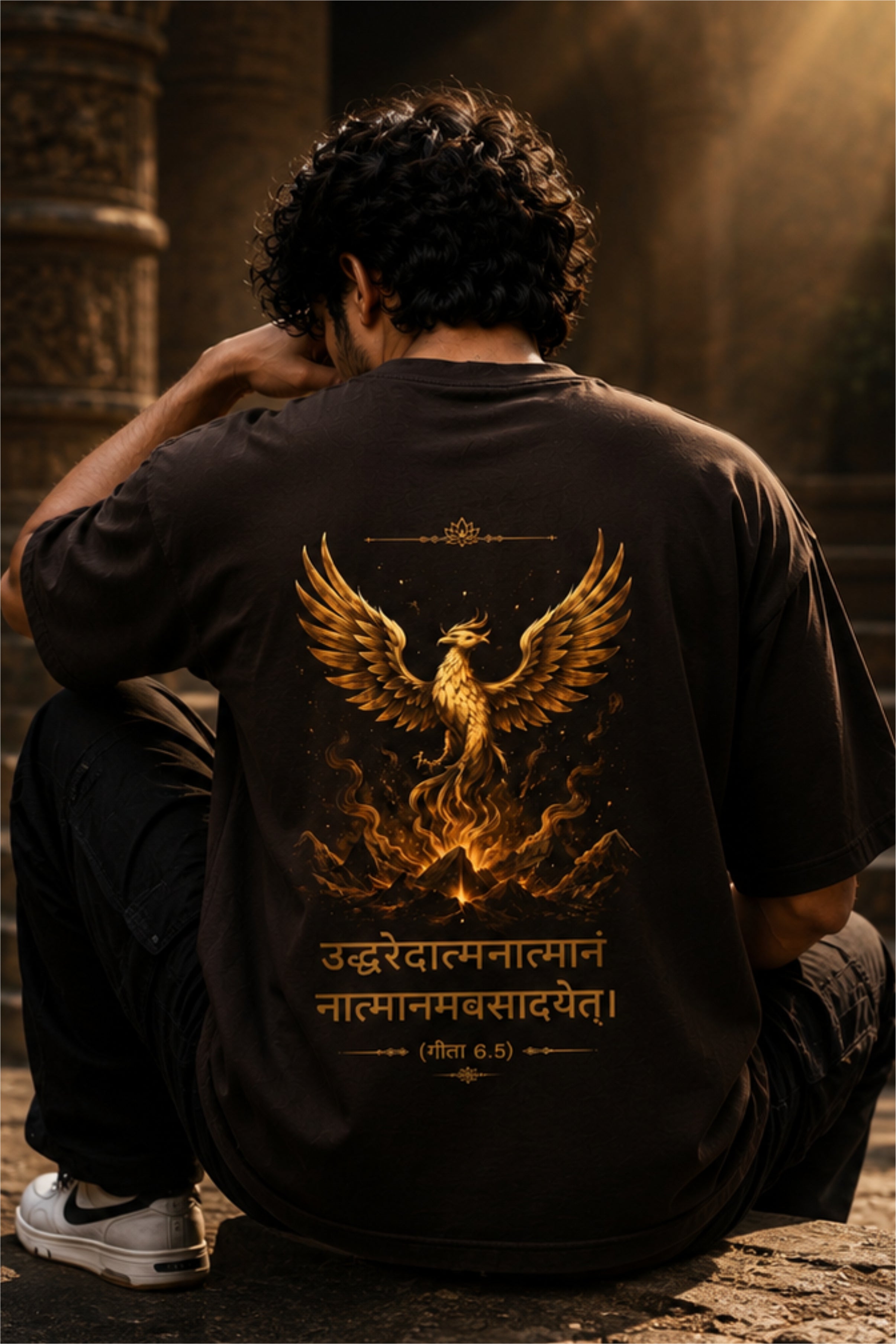 Bhagavad Gita Phoenix Graphic Oversized T-Shirt – Premium Streetwear