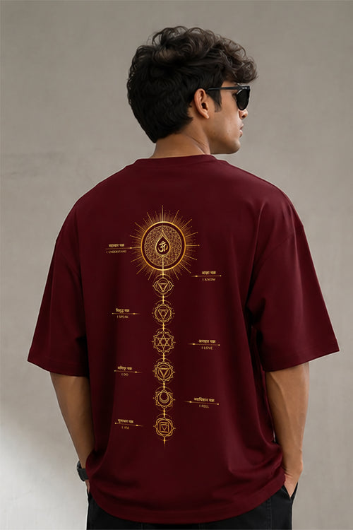 Ahamkar Spiritual Chakra Back Print Oversized T-Shirt