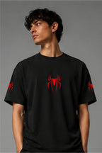Fabrixa Spider Hero Graphic Oversized Black T-Shirt for Men