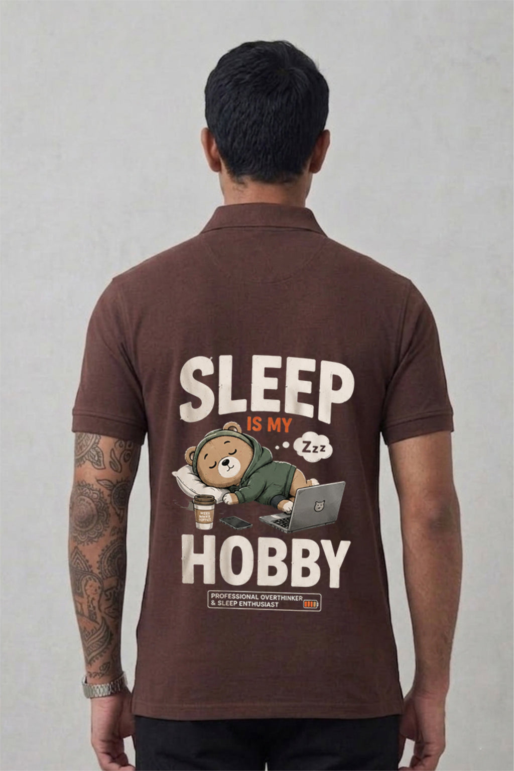 Sleep Is My Hobby Back Print Polo T-Shirt