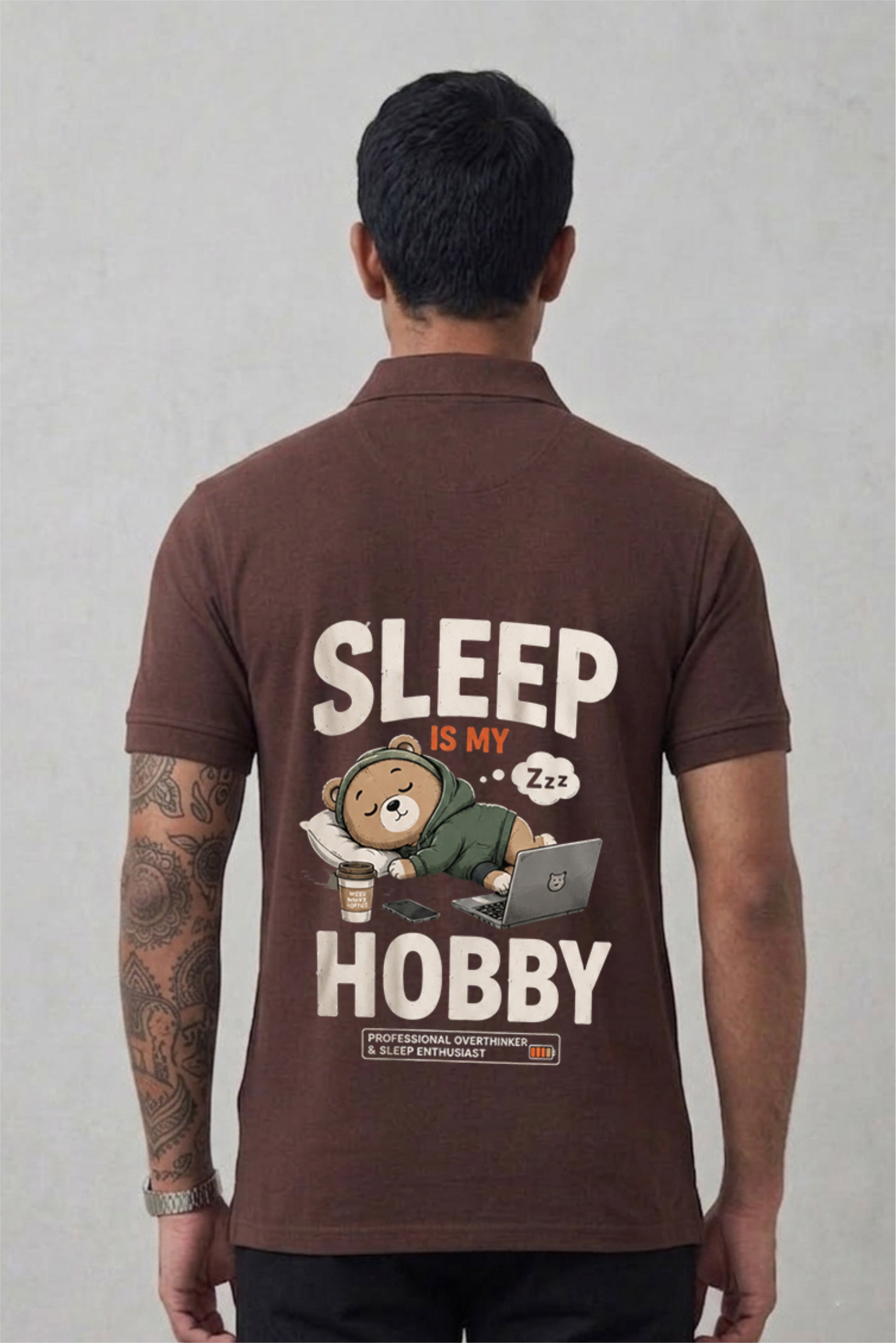 Sleep Is My Hobby Back Print Polo T-Shirt
