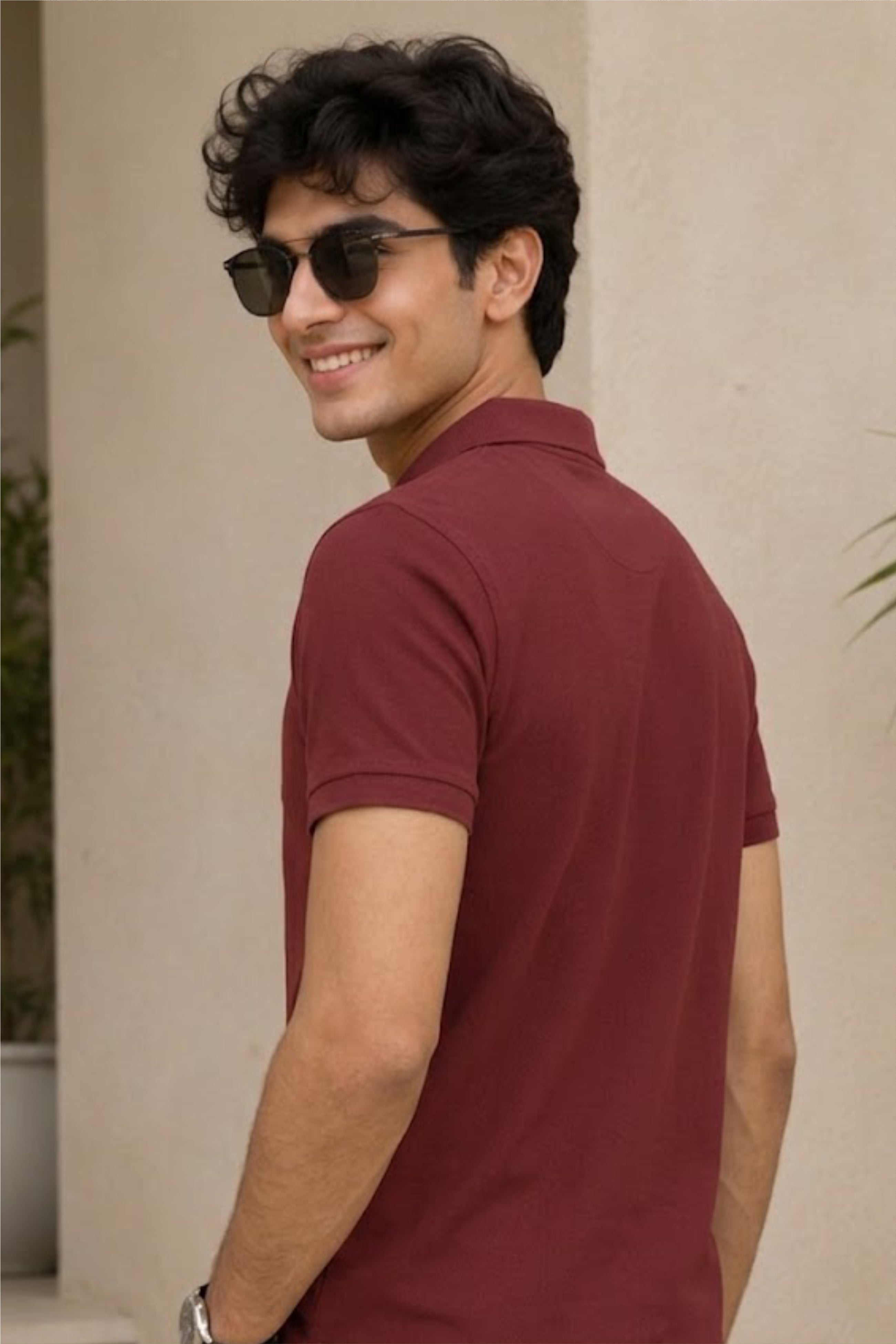 FABRIXA Men’s Maroon Polo T-Shirt with Shield Logo