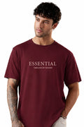 Fabrixa Maroon Oversized Essential T-Shirt For Men