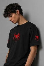 Fabrixa Spider Hero Graphic Oversized Black T-Shirt for Men
