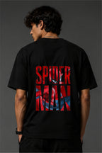 Fabrixa Spider Hero Graphic Oversized Black T-Shirt for Men