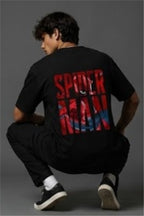 Fabrixa Spider Hero Graphic Oversized Black T-Shirt for Men