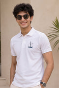 Fabrixa Sailboat Logo White Polo T-Shirt