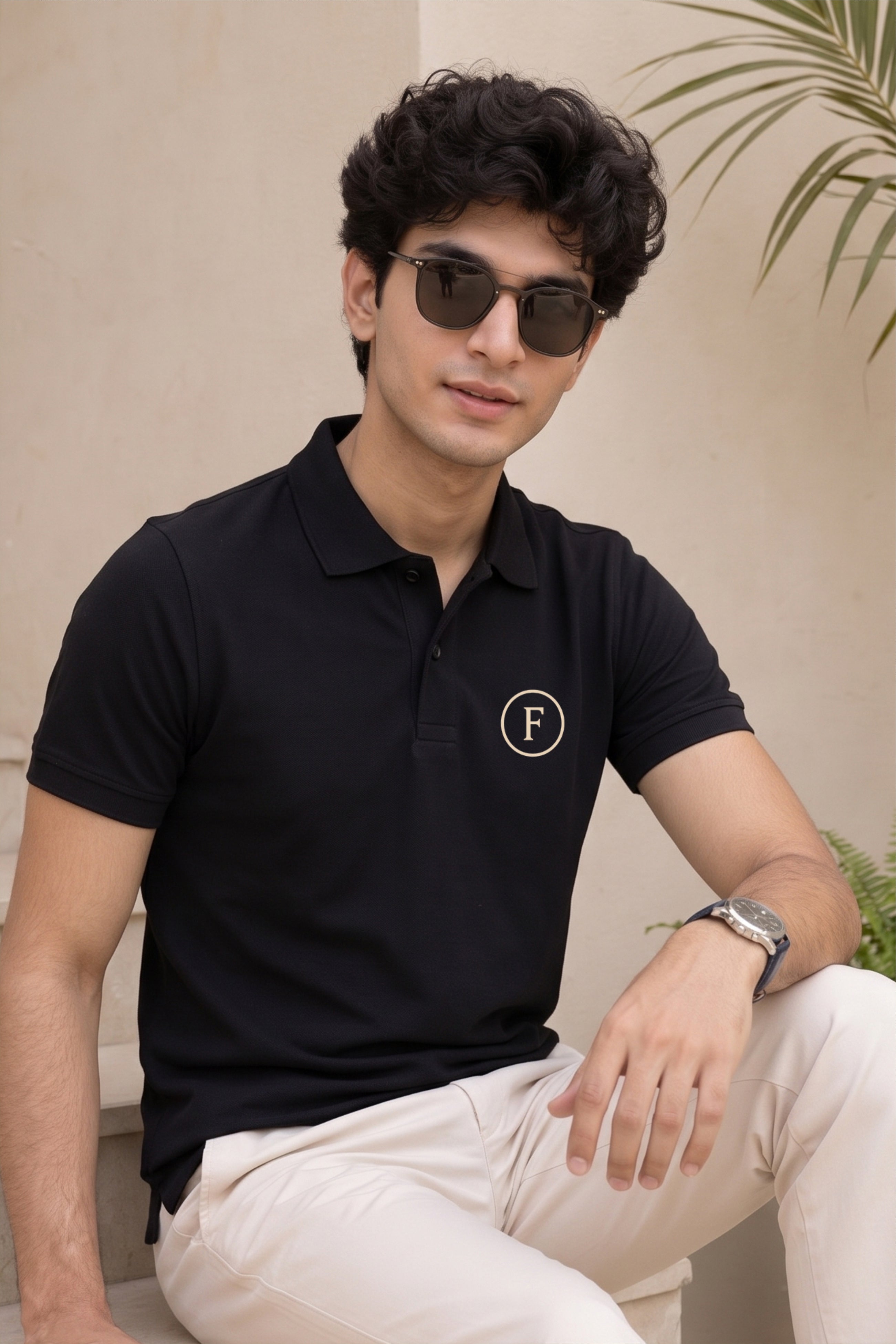Fabrixa Minimal F Logo Black Polo T-Shirt