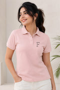 FABRIXA Women’s Pink Polo T-Shirt with Minimal F Logo
