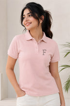 FABRIXA Women’s Pink Polo T-Shirt with Minimal F Logo