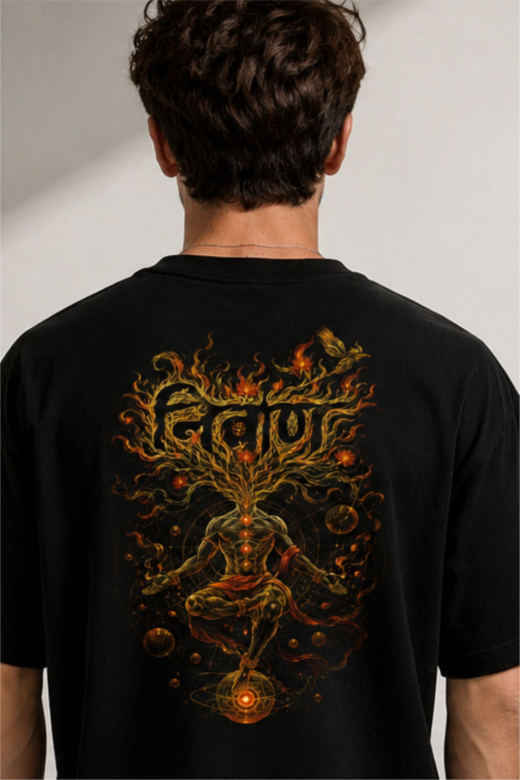Nirvana Spiritual Meditation Back Print Oversized T-Shirt – Black | Fabrixa