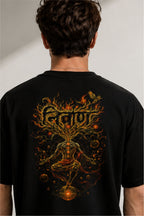 Nirvana Spiritual Meditation Back Print Oversized T-Shirt – Black | Fabrixa