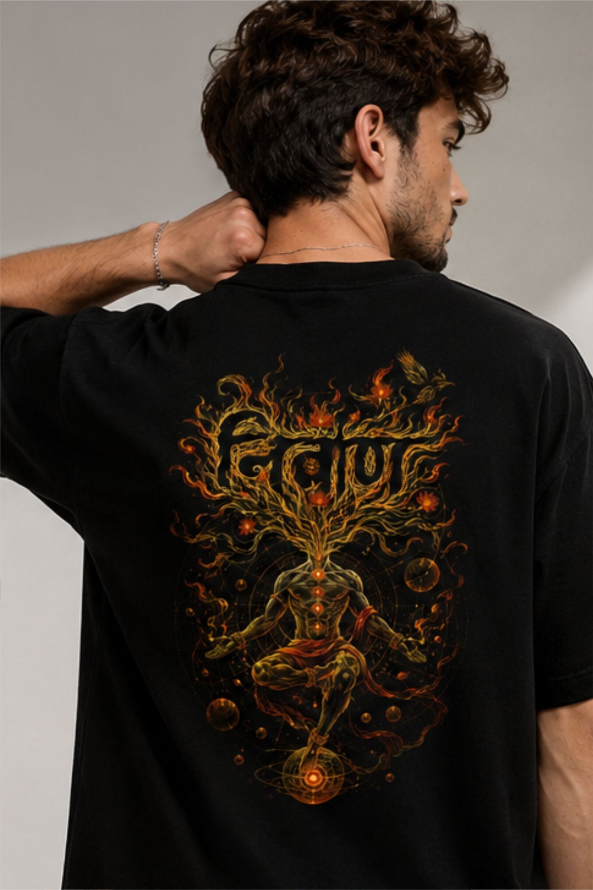 Nirvana Spiritual Meditation Back Print Oversized T-Shirt – Black | Fabrixa