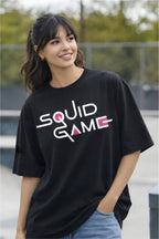 Squid Game Girls Black Graphic T-Shirt