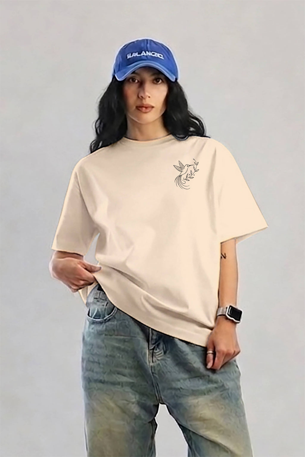 Olive Moon & Stars Line Art T-Shirt