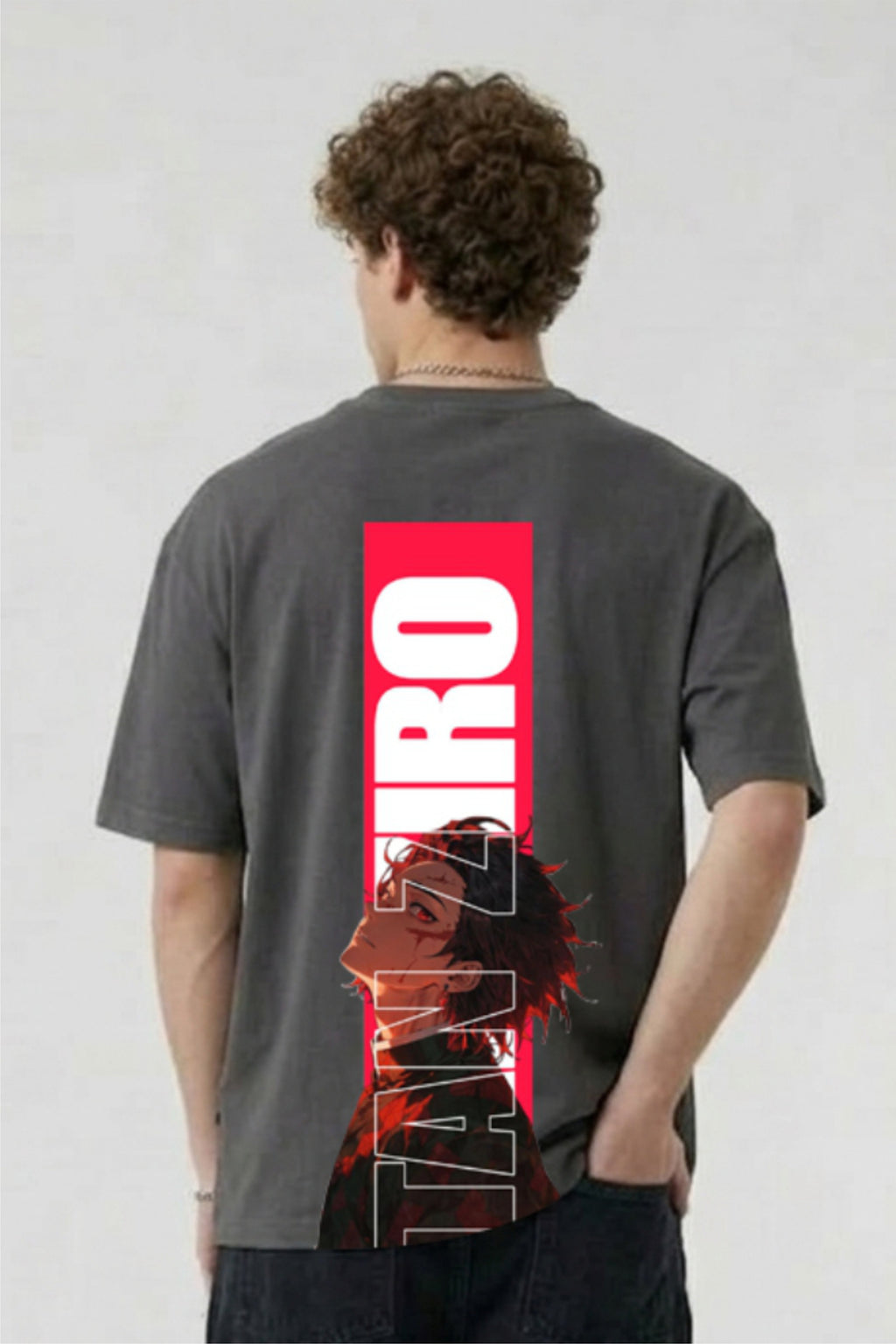 Tanjiro Anime Graphic Oversized T Shirt for Men