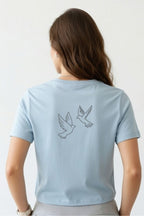 Angel Wings Line Art girl t shirt
