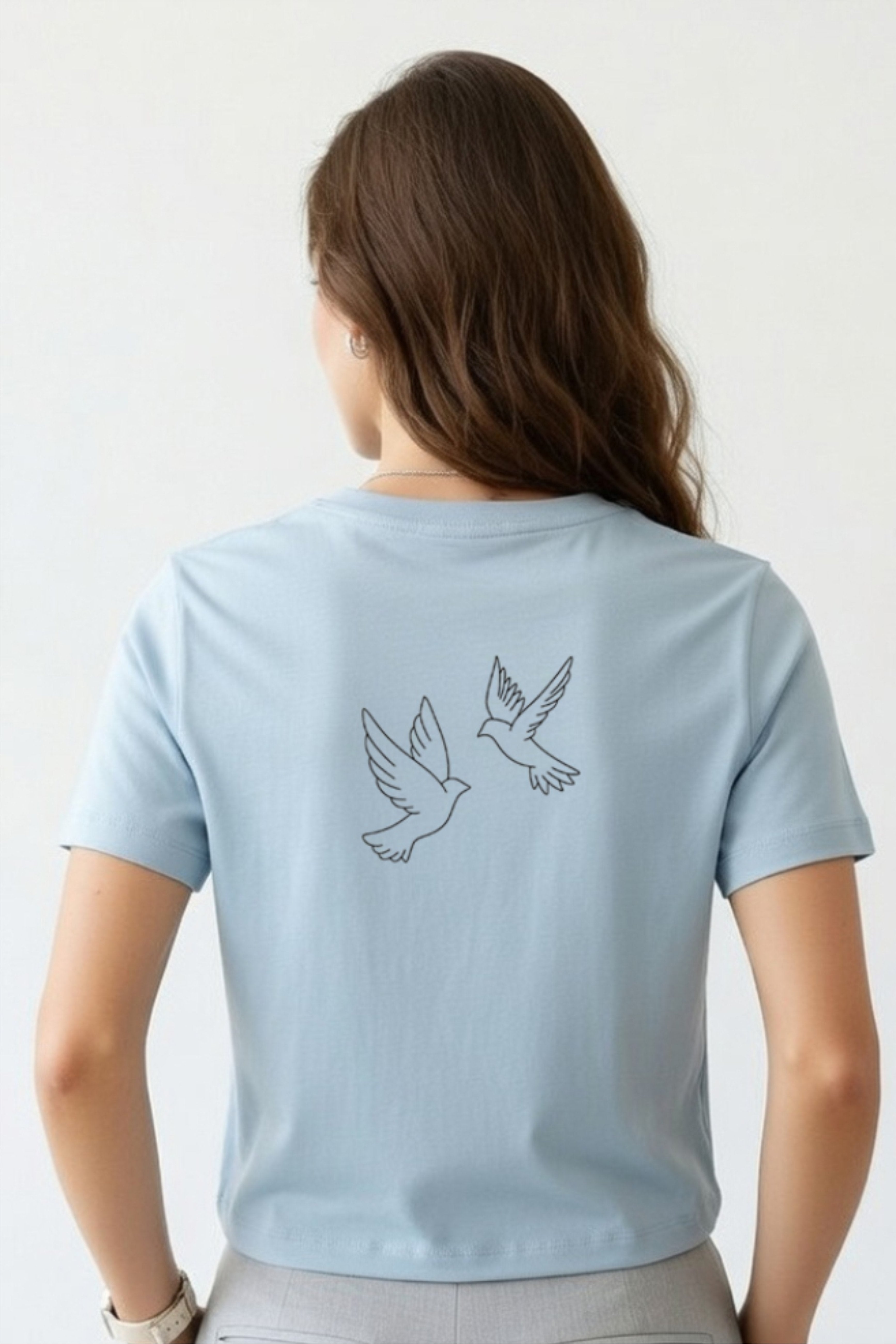 Angel Wings Line Art girl t shirt