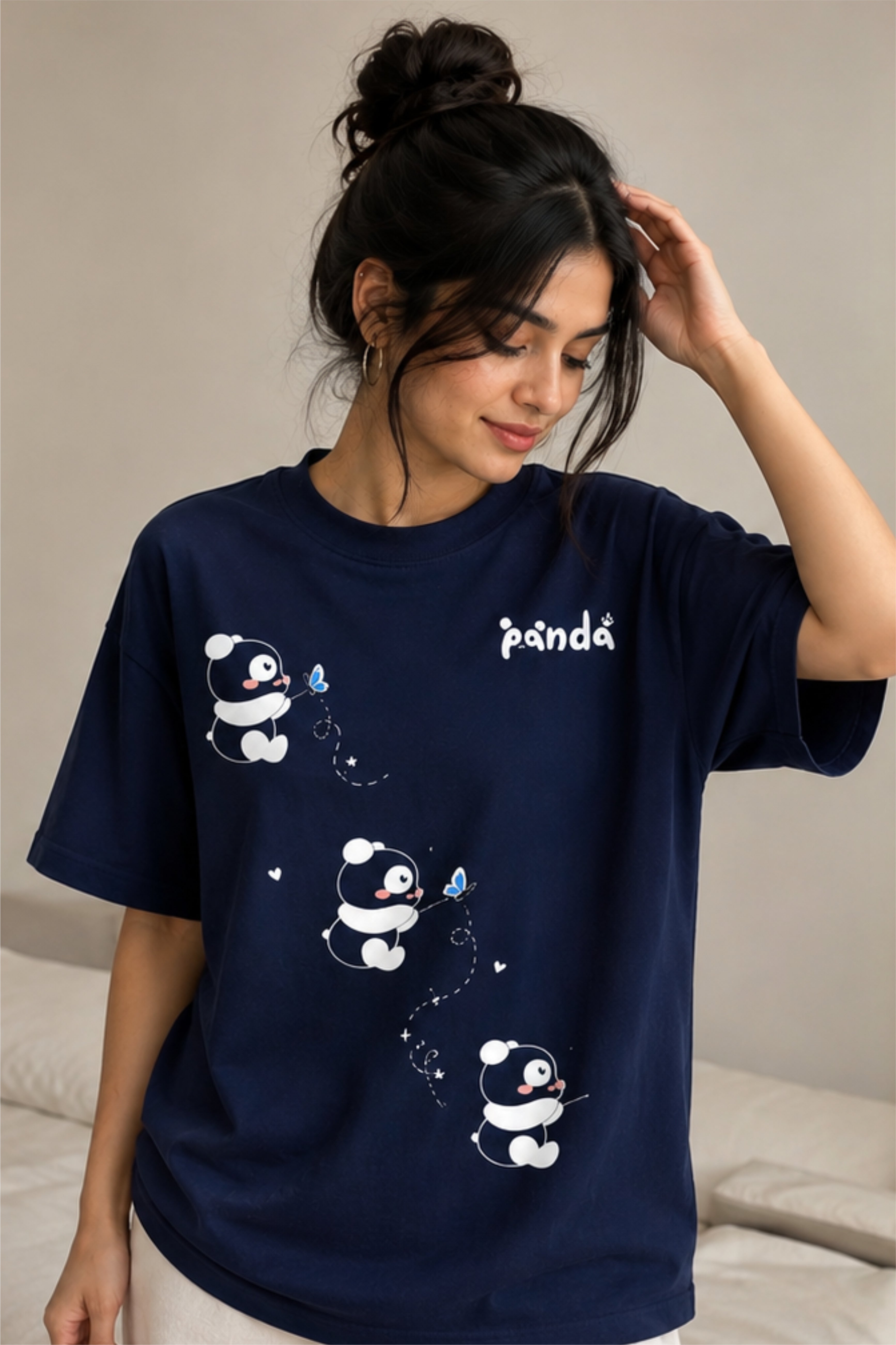 Panda Whispers Oversized Tee