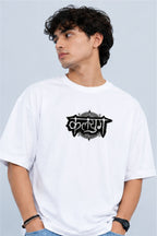 Kalyug Sanskrit Graphic Oversized T-Shirt – White | Fabrixa