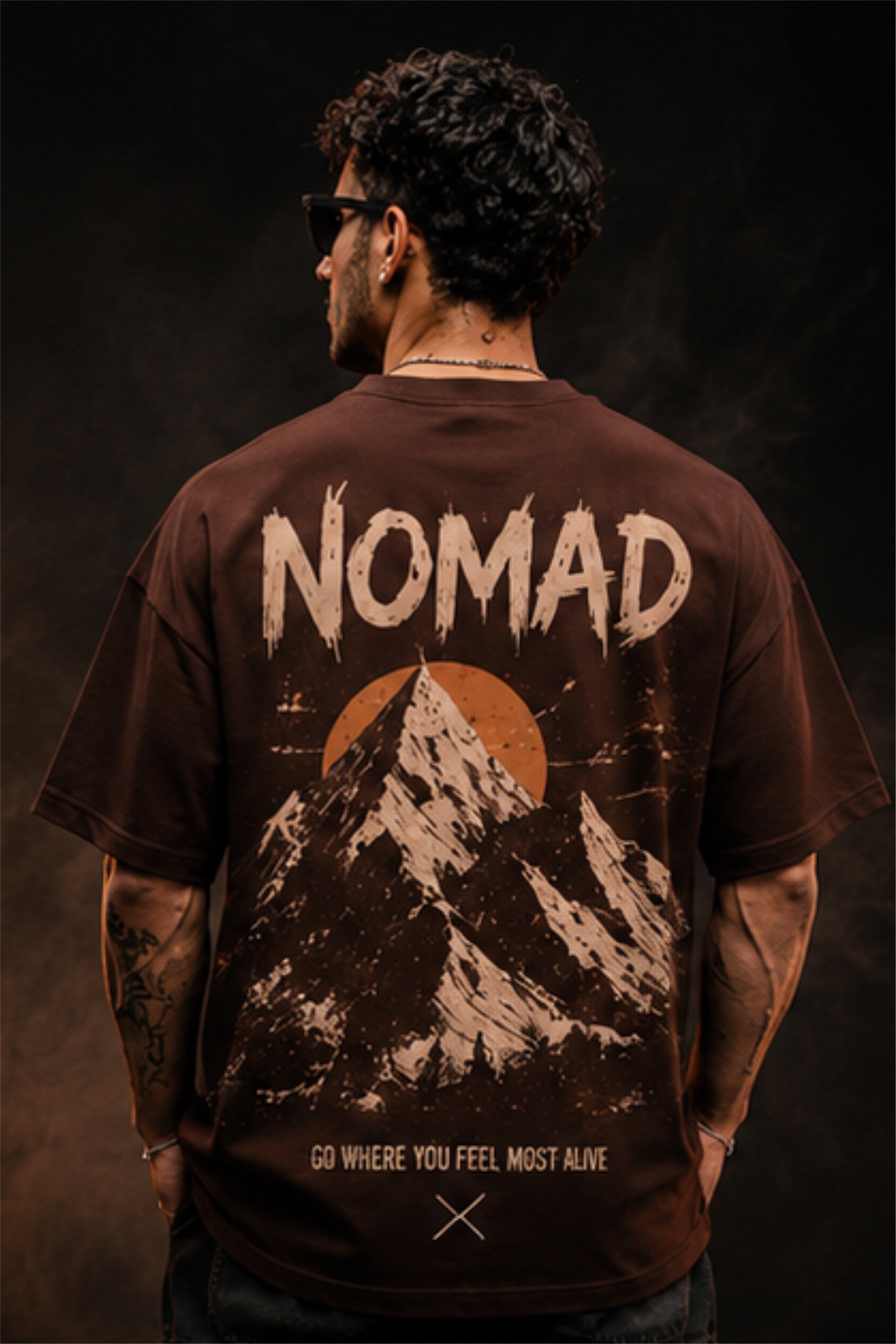 NOMAD Mountain Oversized T-Shirt for Men Premium 240 GSM Heavyweight Cotton