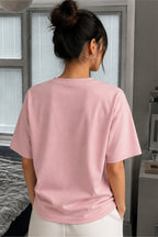Women's Pink Oversized Graphic T-Shirt