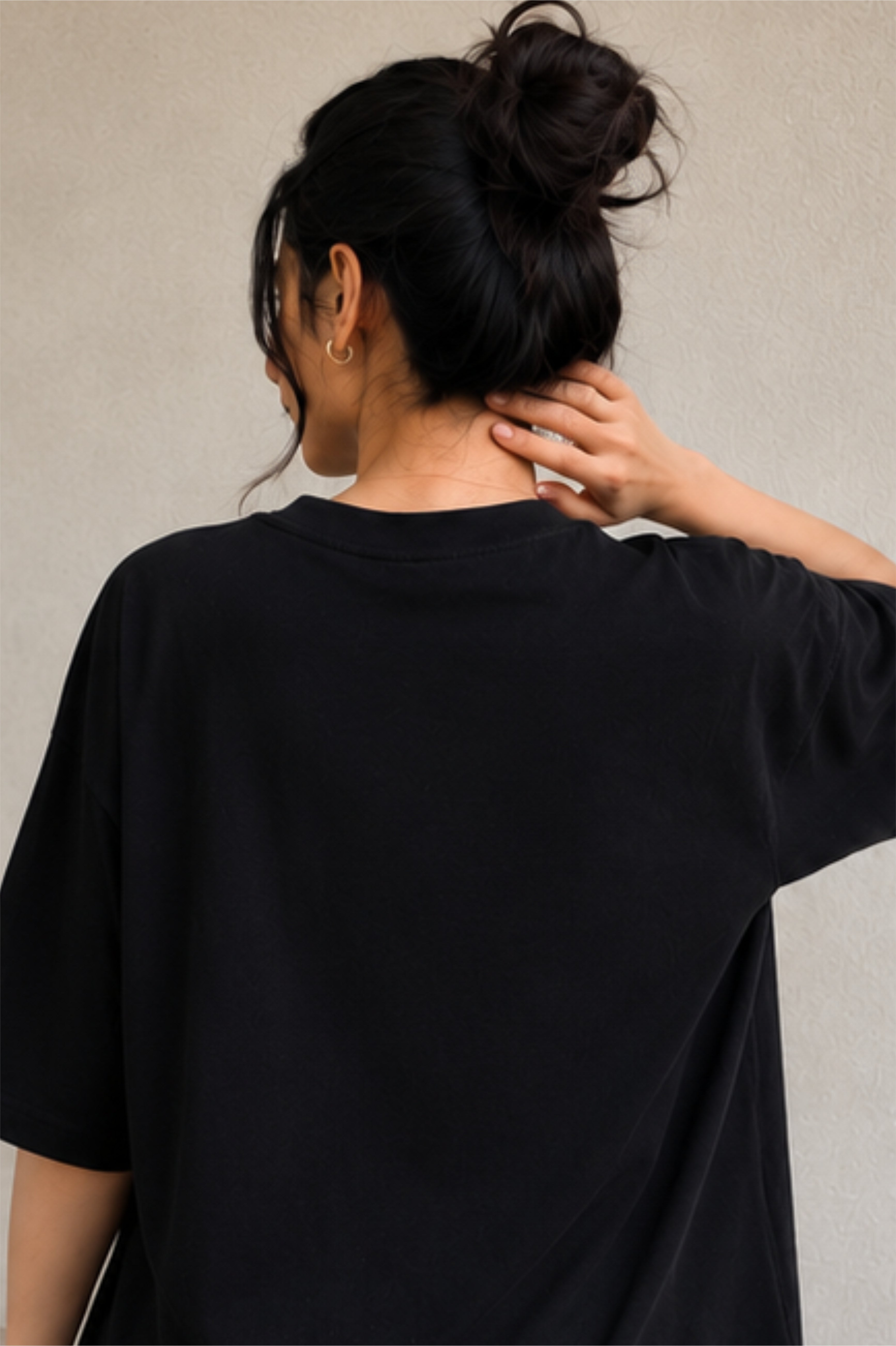 Women's Oversized Black Graphic T-Shirt – Pink 23
