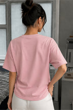 Women's Pink Oversized Graphic T-Shirt