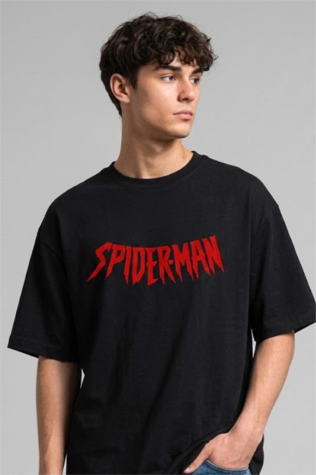 Spider-Man Oversized Black T-Shirt