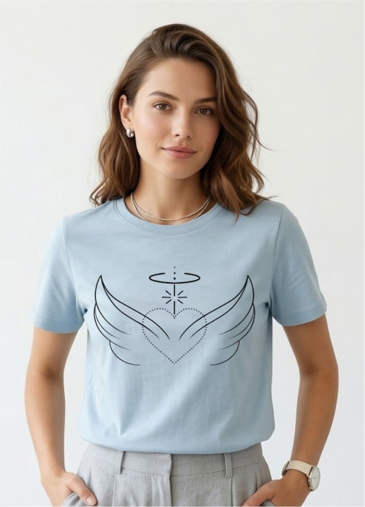 Angel Wings Line Art girl t shirt
