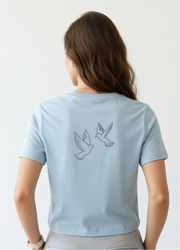 Angel Wings Line Art girl t shirt - Back